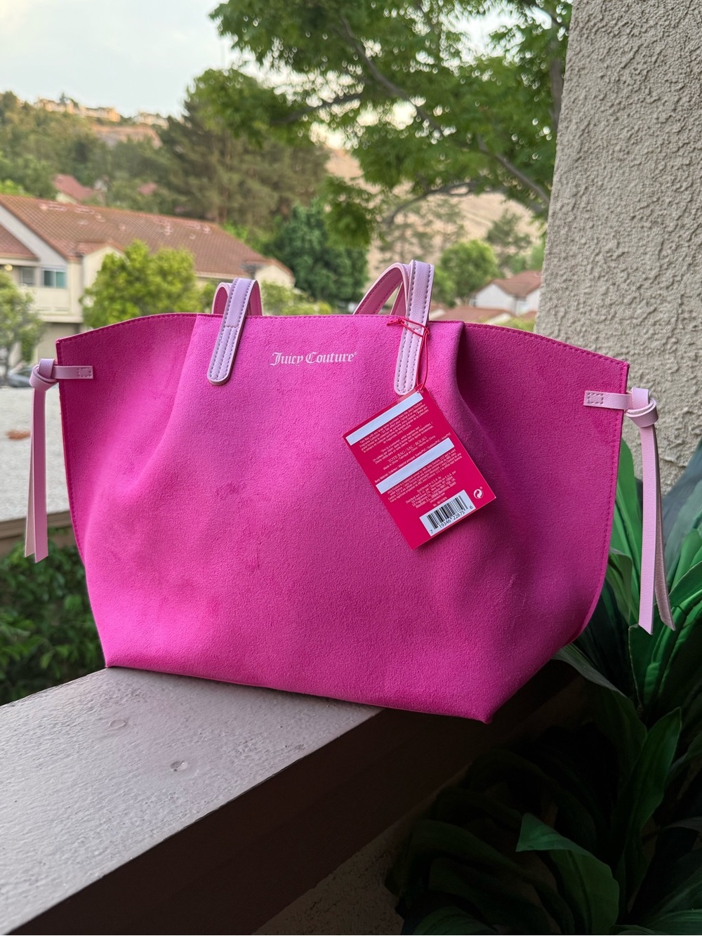 Juicy Couture Hot Pink Tote with Suede-Like Finish